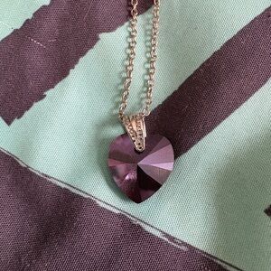 Heart-Shaped Blackish Purple Pendant Necklace